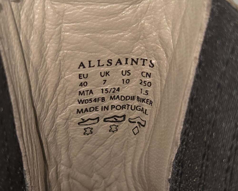 AllSaints Maddie Biker Boots US 10 EU 40 Womens Black Leather $350 - Picture 12 of 13